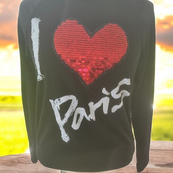 Glitter‎ Girl | Shirts & Tops | Long Sleeve | Sequin Heart Paris | Size XL Youth - Picture 1 of 4